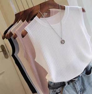 Gilet sans manches décontracté pour femme, tricoté à la main, 100 % coton, à porter en dessus ou en dessous - Product Image 1