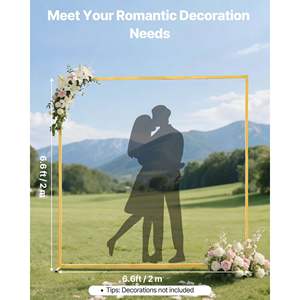 Stable 6.6 X 6.6 ft <b>Gold</b> Metal Arch <b>Backdrop</b> Stand for Wedding Holiday Celebrations; Easy Assembly Square Ceremony Decoration - Product Image 2