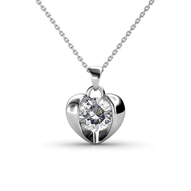 Gioielli in cristallo austriaco Premium collana con ciondolo a cuore con medaglione in argento Sterling/ottone per gioielli da donna Destiny