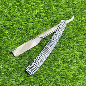 มีดโกนหนวดแบบมืออาชีพ ใบมีดตรง พร้อมตัวล็อคแบบเลื่อน ด้ามจับสแตนเลส พับได้ ใบมีดคมกริบ - Product Image 1