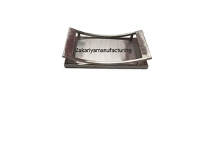 Modern Curved Handle Metal Serving Tray - 33cm Rectangular Decorative Platter for Ottoman & Coffee <b>Table</b> - Luxury Silver <b>Matte</b> F - Product Image 4