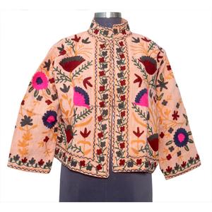 เสื้อแจ็คเก็ตฤดูหนาวผู้หญิงคุณภาพสูง งานแฮนด์เมด ปักลายซูซานี ผ้าฝ้ายถักลายทาง สไตล์ชาติพันธุ์ - Product Image 6