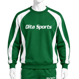 Ensemble de survêtement vert avec bande latérale contrastante, sweat-shirt à capuche et pantalon de jogging, tenue de sport décontractée deux pièces - Product Image 3