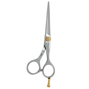 Hair Cutting <b>Barber</b> Scissors Silver Gold Screw High Quality Stainless Steel <b>Blade</b> Sharp Tip Right-Handed Medium Handle - Product Image 5