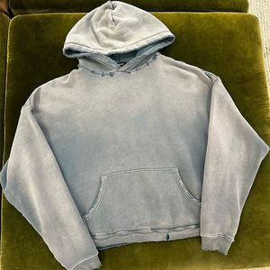 เสื้อฮู้ดดี้สตรีทแวร์แบบสั่งทำพิเศษ ทรงโอเวอร์ไซส์ ผ้าเฟรนช์เทอร์รี่หนานุ่ม สไตล์วินเทจ ล้างสีแบบแอซิดวอช ผ้าฝ้ายแท้ 100% - Product Image 3