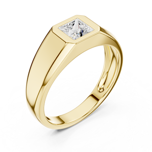 Anillo de Sello Solitario de Diamante Cultivado en Laboratorio de Oro Amarillo de 18K, Anillo de Sello con Diamante de Corte Cuadrado, Anillo de Diamante Princesa Moderno - Product Image 2