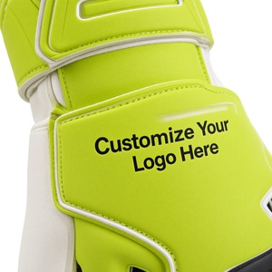 Gants de gardien de but de football en cuir PU vert lime, antidérapants, respirants, avec sangle de poignet réglable, unisexe - Product Image 3