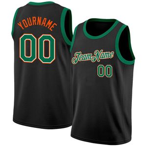 Custom Men's Basketball Jersey Black Green <b>Yellow</b> Mesh Sleeveless O-Neck Breathable Sporty <b>Tank</b> <b>Top</b> With Name And Number - Product Image 1