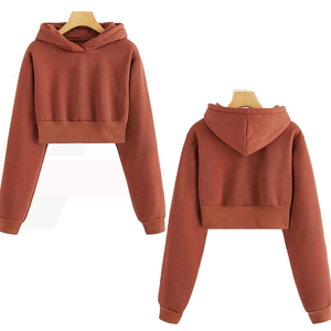 Sweat-shirts à capuche pour femmes tendance, 100% coton, hiver, coupe courte, col à capuche en polaire, sweat-shirts à capuche pour femmes - Product Image 1