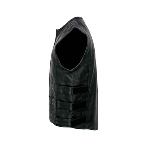 Wholesale Solid <b>Black</b> Men's Real Leather <b>Vest</b> Low Price Customizable Motorcycle Fashion Plus Size Winter Vintage Waterproof - Product Image 6