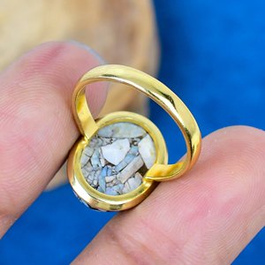Natural Ethiopian <b>Opal</b> Copper Oval Shape Gemstone <b>Ring</b> Handmade 18k <b>Gold</b> Micron Over 925 Sterling Silver - Product Image 4
