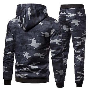 Survêtement à capuche camouflage pour homme, manches longues, coupe décontractée, polyester, vêtements d'automne avec poches latérales, fermeture à cordon - Product Image 2