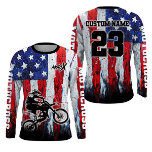 MTX Racing Men's Long Sleeve Motocross Jersey Full Sublimation Print Quick Dry Green Black <b>White</b> Shirt - Product Image 6