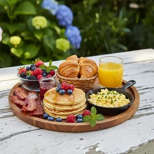 Modern Round Wood <b>Tray</b> for Coffee Table Durable Non-Toxic Food Grade Serving <b>Tray</b> Home Decor (11x11 Inch) - Product Image 3