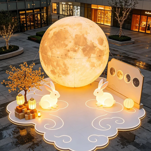 Ballon lune gonflable LED personnalisé géant pour événement extérieur, décoration UV, anniversaire, style de vie extérieur, PVC étanche 5m, fête - Product Image 1