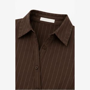 Women's asymmetrical collared button <b>down</b> shirt 100% cotton poplin - Product Image 5