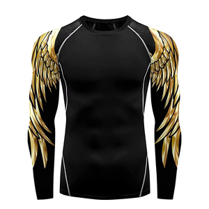 Professional Men's Rash Guards Full Sleeve <b>Athletic</b> Compression Fit Lightweight Spandex/Polyester Stretch Fabric Quick Dry - Product Image 6