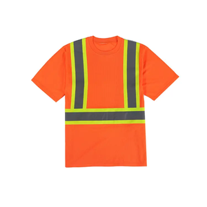 เสื้อยืดสะท้อนแสงสีส้มสำหรับผู้ชาย ผ้าโพลีเอสเตอร์ ชุดทำงานเพื่อความปลอดภัย แถบสะท้อนแสงแบบมองเห็นได้ชัดเจน ชุดทำงานเพื่อความปลอดภัยสำหรับผู้ชาย - Product Image 1
