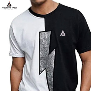 เสื้อยืดผู้ชายผ้าฝ้าย 100% ระบายอากาศได้ดี ทรงหลวม ประดับเพชร พิมพ์โลโก้ตามสั่ง ขายส่งเสื้อยืดประดับเพชรสำหรับผู้ชาย - Product Image 5