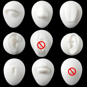 Modelo de Silicona SHUIMEI en Color Negro, Marrón y Blanco para Práctica de Perforaciones en Oreja, Boca, Ombligo, Lengua y Ceja, con Soporte Acrílico - Product Image 2