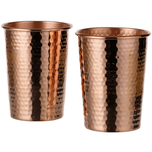 Gobelet en cuivre martelé, tasse à boire moderne en métal, à paroi simple, réutilisable, anti-fuite, compatible lave-vaisselle et micro-ondes, pour la maison et le camping - Product Image 1