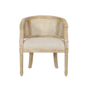 Sedia d'Accento in Legno di Gomma Naturale Beige per Soggiorno - Product Image 6