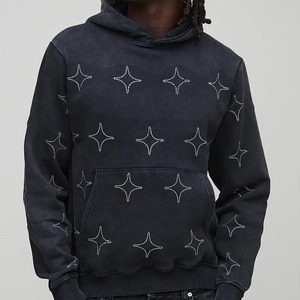 Sweat à capuche zippé épais personnalisé pour homme, 100 % coton French Terry, avec logo de marque et strass, pour la mode urbaine - Product Image 1