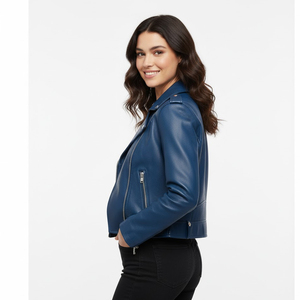 Women Custom Sheep Skin <b>Jacket</b> OEM Factory Supplier Wholesale Custom Made <b>Biker</b> Outerwear Stylish Fashion Winter Wear Casual - Product Image 2