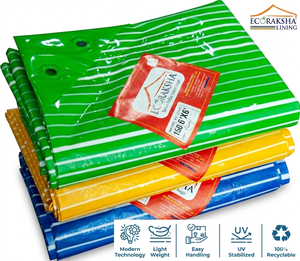 Lona Impermeable TANDHAN Ecoraksha con Rayas, Recubierta de PE, Estabilizada contra Rayos UV, Ligera, para Exteriores, Negra y Roja, Bengala Occidental - Product Image 1