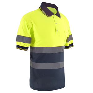 Camisa de Seguridad de Alta Visibilidad Clase 2, Camisa de Trabajo Polo Reflectante Amarilla y Azul Marino de Manga Corta con Bolsillo en el Pecho - Product Image 2