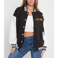 Veste de baseball unisexe pour hommes et femmes, style hip-hop, avec patchs brodés personnalisés, manches en cuir, fabrication en usine.