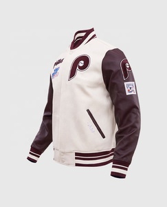 Chaqueta Varsity de Cuero Bicolor para Hombre, Chaqueta Letterman de Béisbol con Parche y Ribete Acanalado para Uniformes de Equipo 2026 - Product Image 2