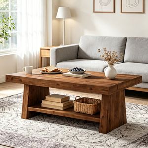 Tavolino Rustico Moderno con Vano Portaoggetti per Camera da Letto e Soggiorno, Tavolino Pieghevole per Tè/Caffè per Casa, Ufficio o Bar - Product Image 5
