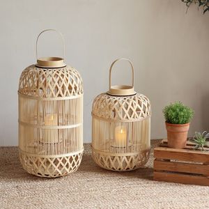 Élégant porte-bougie en rotin avec design tressé à la main, texture naturelle, éclairage d'ambiance chaleureux, décoration intérieure - Product Image 3