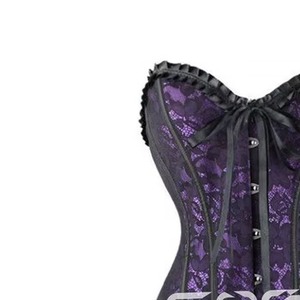 เสื้อรัดทรงแฟชั่นผ้าแจ็คการ์ดเข้ารูปมีระบายและโบว์ผ้าแจ็คการ์ดสีม่วงแบบกำหนดเอง - Product Image 2