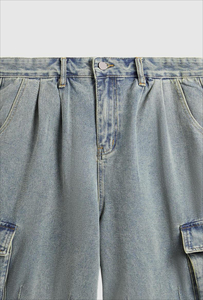 Shorts en jean amples et décontractés pour hommes, style streetwear, en coton, multi-poches, vintage, personnalisables par les fabricants, collection 2026 - Product Image 6