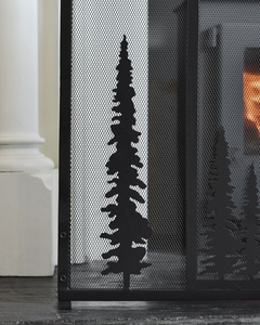 Malla Metálica Protectora para Chimenea Evergreen Grove, Protector de Chispas Independiente, Resistente al Calor, Diseño con Silueta de Bosque - Product Image 2