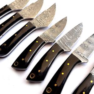 En stock : Lot de 8 couteaux à lame pleine en acier Damas, fabriqués à la main, de 5 et 6 pouces, OEM, à prix abordable - Product Image 3