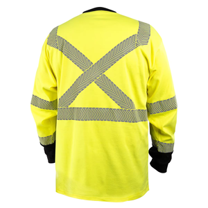 Chemise de travail unisexe à manches longues haute visibilité jaune et noir avec bandes réfléchissantes certifiée CE en polyester – Vêtement de sécurité - Product Image 6