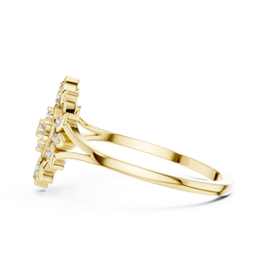 Anillo Clásico Minimalista en Forma de Flor de Oro Amarillo Sólido de 14k con Diamantes Cultivados en Laboratorio de Corte Redondo, Anillo de Boda Clásico, Regalo para Ella - Product Image 2