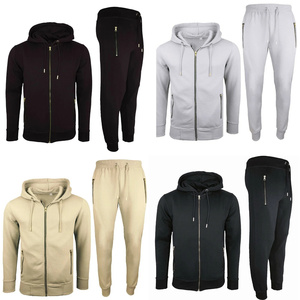 Ensemble de survêtement en molleton imprimé bleu marine pour homme, sweat-shirt à fermeture éclair intégrale et pantalon de jogging, couleur unie, vêtements décontractés d'hiver - Product Image 5