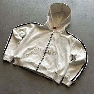 แฟชั่นใหม่ Y2K เสื้อฮู้ดซิปปักลายตัวอักษรดิจิตอลและกางเกงกีฬาลายทางสไตล์ฮาราจูกุ ชุดเซ็ตสำหรับผู้ชายและผู้หญิง - Product Image 2