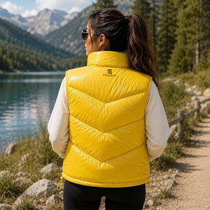 Gilet matelassé imperméable coupe-vent pour femme avec capuche, design personnalisé, logo sur mesure, chaud pour l'hiver, col bulle, coupe ajustée - Product Image 4