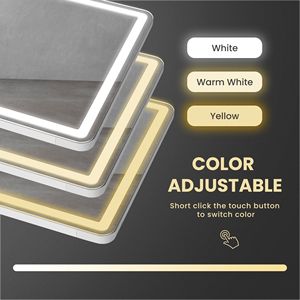 Specchio Intelligente Quadrato Sospeso 60x16 Pollici LED a Figura Intera con Cornice in Alluminio e Vetro Lucidato per Camera da Letto e Bagno - Product Image 5