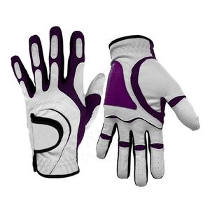 Gant de golf en cuir véritable respirant, léger et souple, antidérapant, blanc et violet, avec boucle, logo personnalisé, pour usage extérieur - Product Image 5