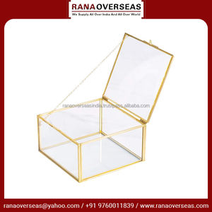 Gran oferta, caja de latón ecológica y vidrio transparente, joyero cuadrado pequeño con tapa de enganche, ideal para anillo de oreja y más - Product Image 6
