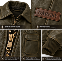 Veste d'aviateur A2 en cuir de vache véritable pour homme, style vintage, avec bordure côtelée, fabrication sur mesure, vente en gros