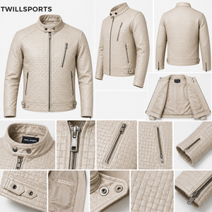 Custom Men's Quilted PU Leather <b>Biker</b> <b>Jacket</b> Premium Motorcycle Outerwear Long Sleeve Stylish Stand Collar - Product Image 4