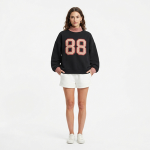 Sweat-shirt d'hiver surdimensionné pour femme, vert, col roulé, doublé polaire, en coton imprimé, manches longues, décontracté, avec logo frontal, taille 42 - Product Image 3