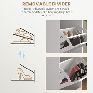 Mobiletto Moderno Bianco per Scarpe con 3 Cassetti Ribaltabili, Organizer Salvaspazio per Ingresso e Corridoio, Contiene 15 Paia di Scarpe - Product Image 6